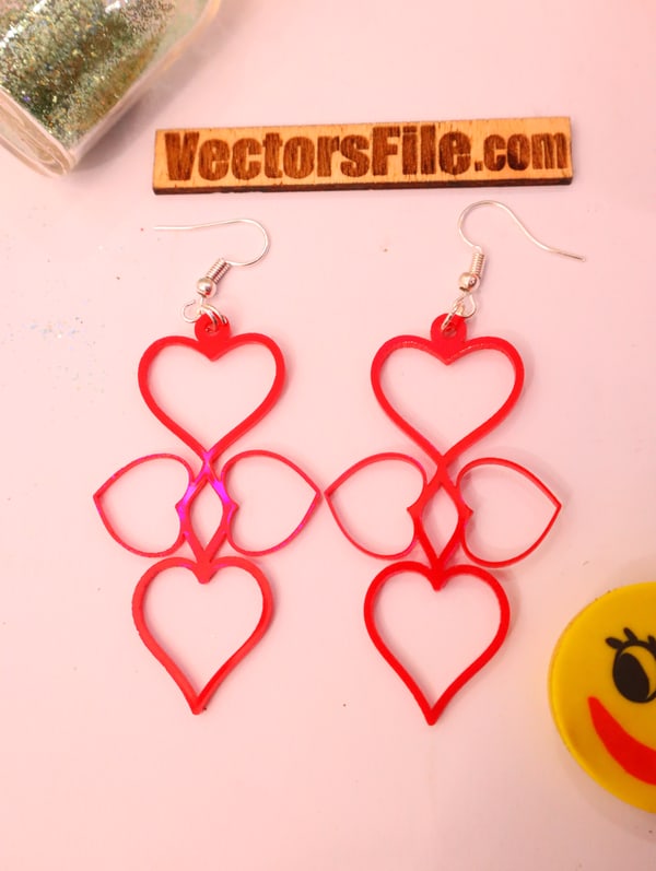 Laser Cut Acrylic Heart Earring Template Acrylic Jewelry Design DXF and CDR File