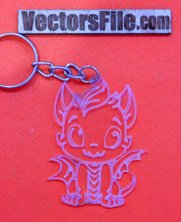 Laser Cut Dragon Keyring Acrylic Engraving Cartoon Keychain Design DXF and CDR File