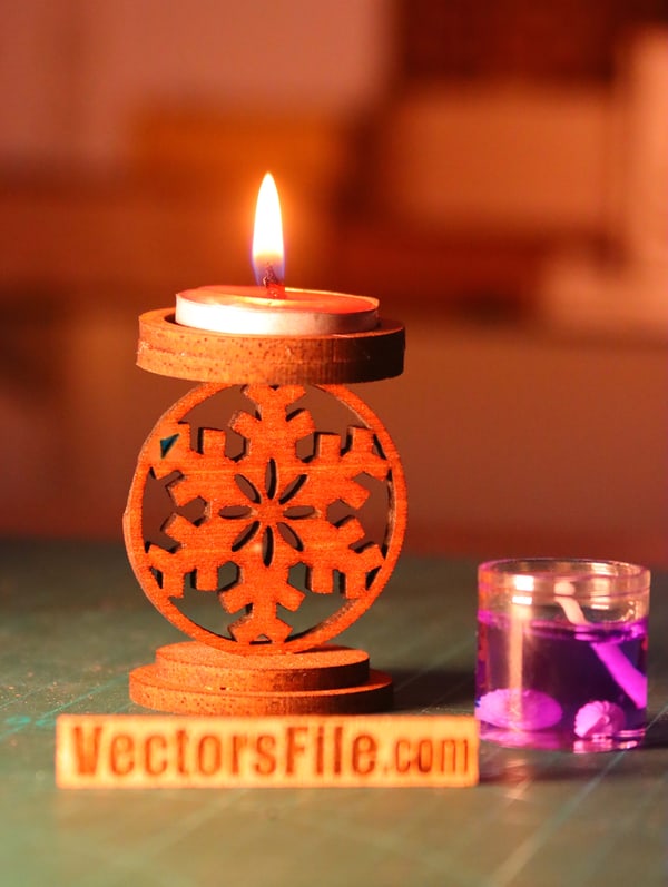 Laser Cut Snowflake Tea Light Candle Holder Candle Stand CDR and DXF File
