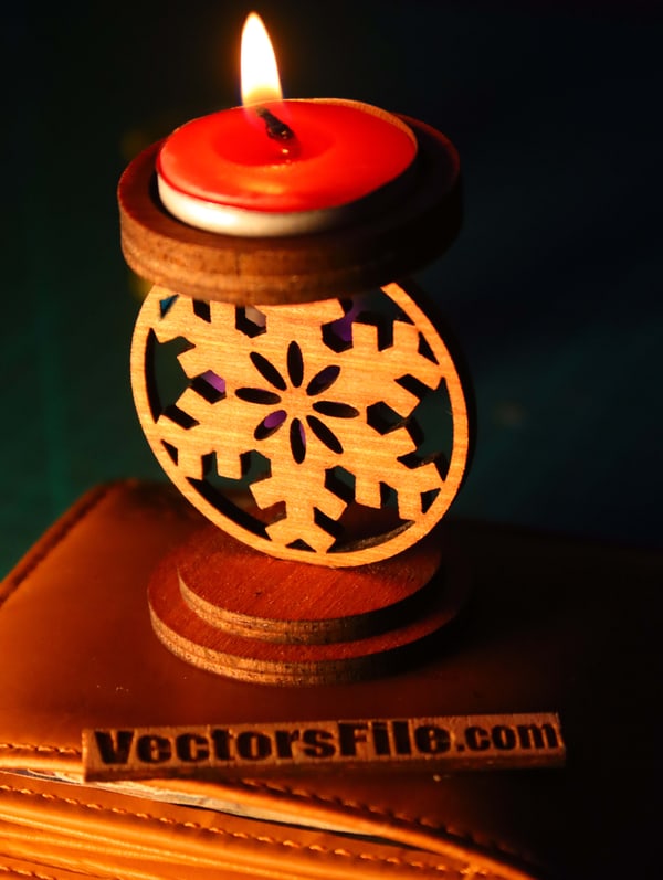Laser Cut Snowflake Tea Light Candle Holder Candle Stand CDR and DXF File