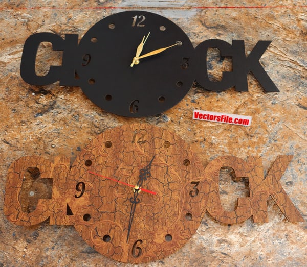 Laser Cut 3D Wooden Wall Clock Clock Name Wall Clock CDR and SVG File