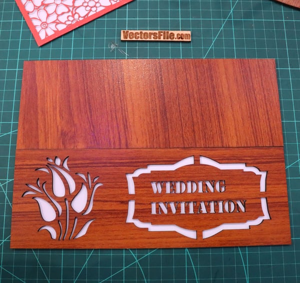 Laser Cut Wooden Card Wedding Invitation Card Template Invitation Car Sample DXF and CDR File