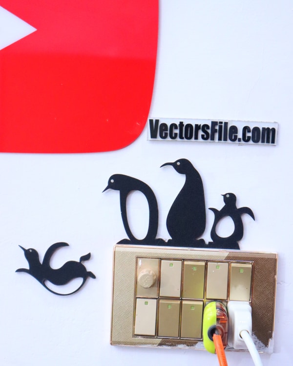 Laser Cut Wooden Electric Board Decoration Penguin Wall Decor Idea DXF and CDR File