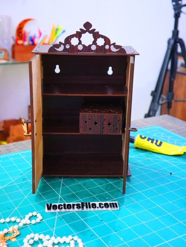 Laser Cut Wooden Almirah Jewelry Box Gift Almirah Doll House DXF and CDR File
