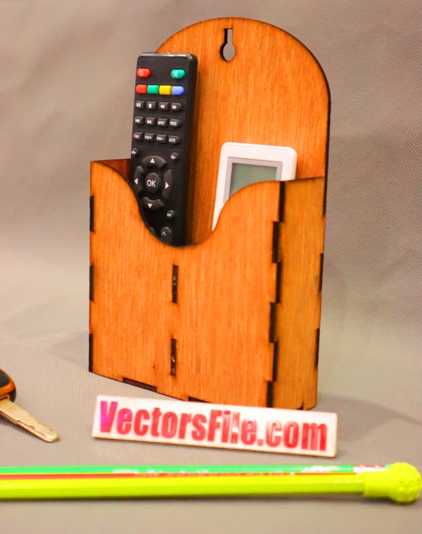 Laser Cut Wooden Wall Mounted Remote Control Stand Remote Holder 3mm DXF and CDR File