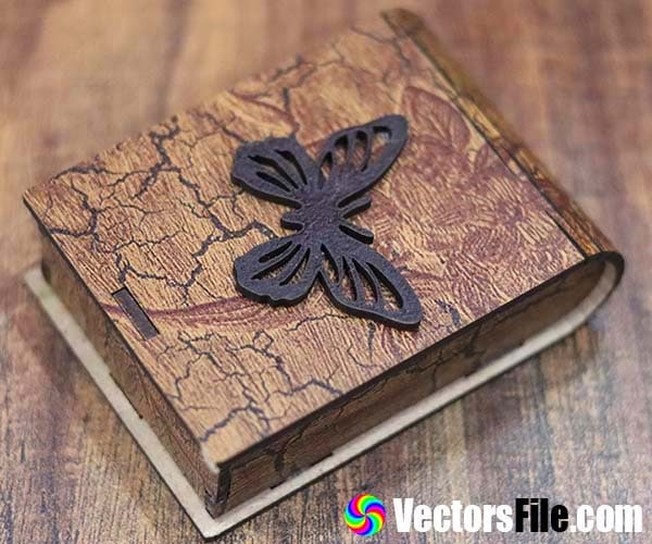 Laser Cut Wooden Butterfly Box Living Hinges Gift Box DXF and CDR File