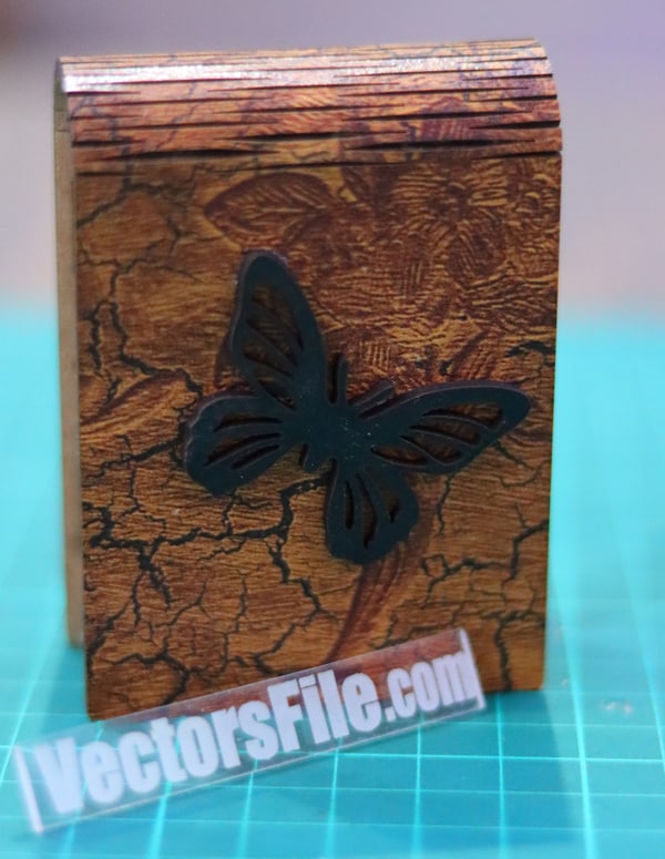 Laser Cut Wooden Butterfly Box Living Hinges Gift Box DXF and CDR File