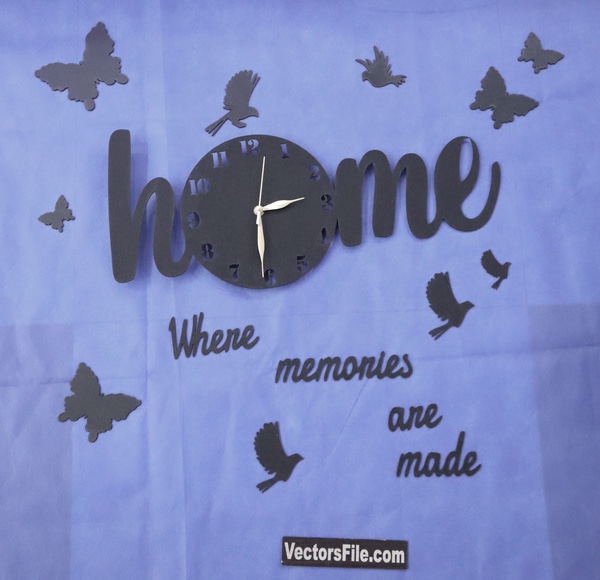 Laser Cut Home Clock Where Memories are Made 3D Wooden Wall Clock Vector File