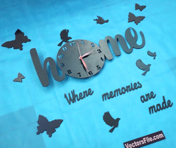 Laser Cut Home Clock Where Memories are Made 3D Wooden Wall Clock Vector File