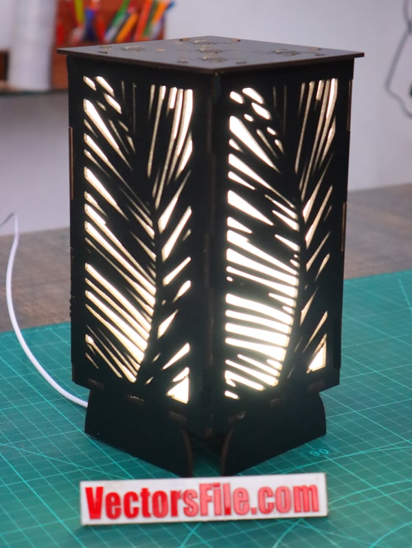 Laser Cut Wooden Square Lamp Table Lamp Night Light Lamp Desk Lamp DXF and CDR File