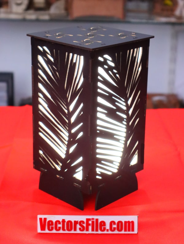 Laser Cut Wooden Square Lamp Table Lamp Night Light Lamp Desk Lamp DXF and CDR File