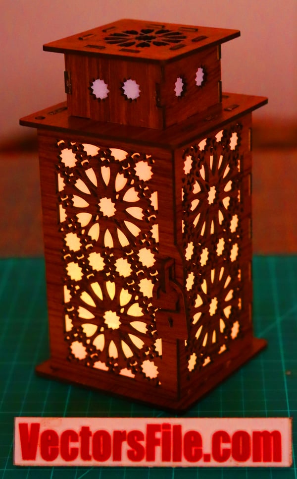 Laser Cut Wooden Lantern Lamp Desk Lamp Night Light Lamp Design DXF and CDR File