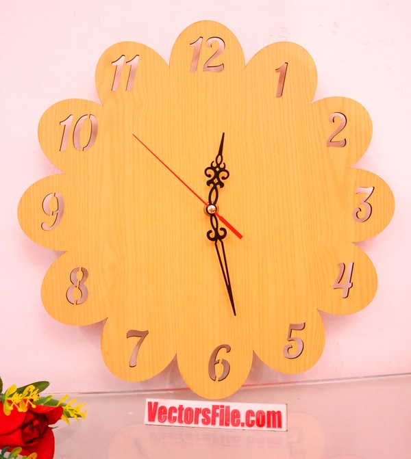 Laser Cut Wooden Round Wall Clock Design Room Wall Art Clock Template DXF and CDR File