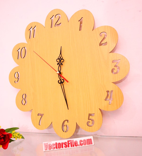Laser Cut Wooden Round Wall Clock Design Room Wall Art Clock Template DXF and CDR File
