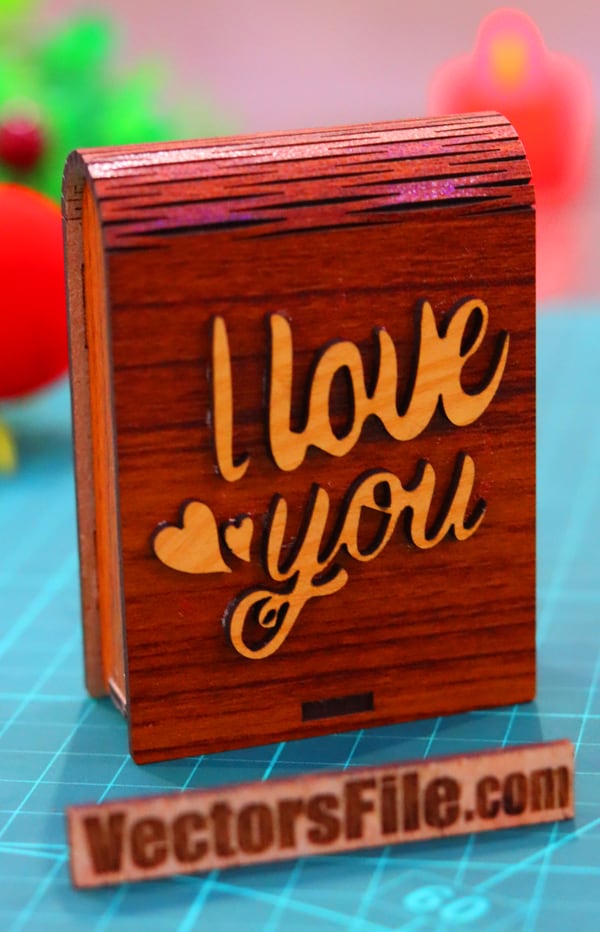 Laser Cut I Love You Mini Gift Box Wedding Box Living Hinge Small Box DXF and CDR File