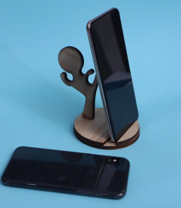 Laser Cut Wooden Karate Mobile Holder Stand Desk Phone Holder DXF and CDR File