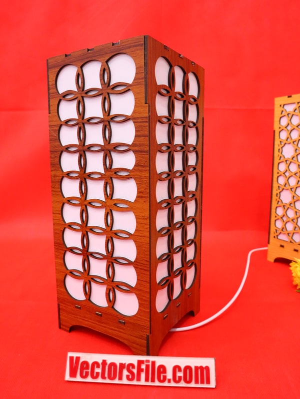 Laser Cut Jali Pattern Box Lamp Night Light Wooden Lamp DXF and CDR File