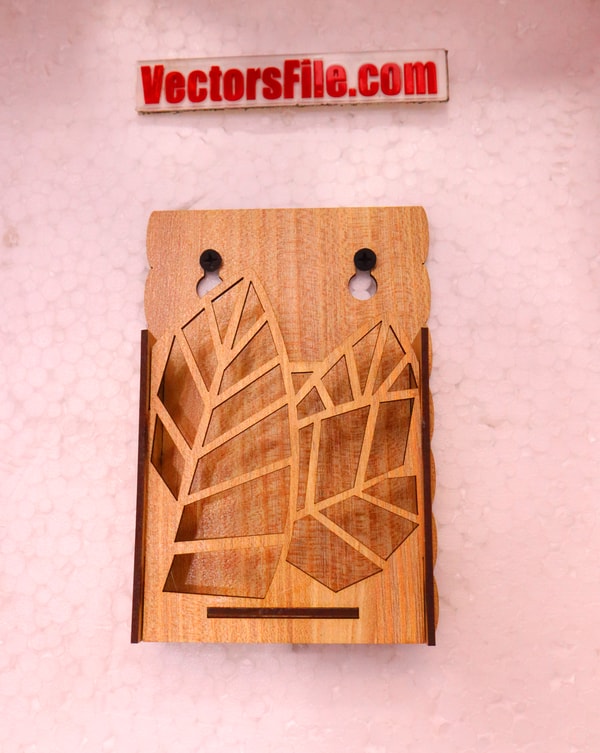 Laser Cut Wooden Leaf Wall Mounted Mobile Holder 3mm DXF and CDR File