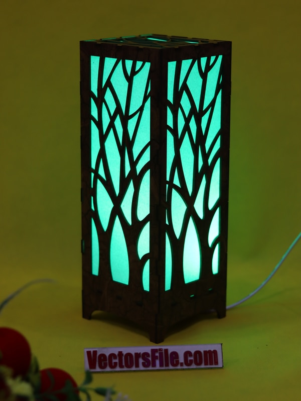 Laser Cut Wooden Box Lamp Night Light Desk Lamp Design Table Lamp DXF and CDR File