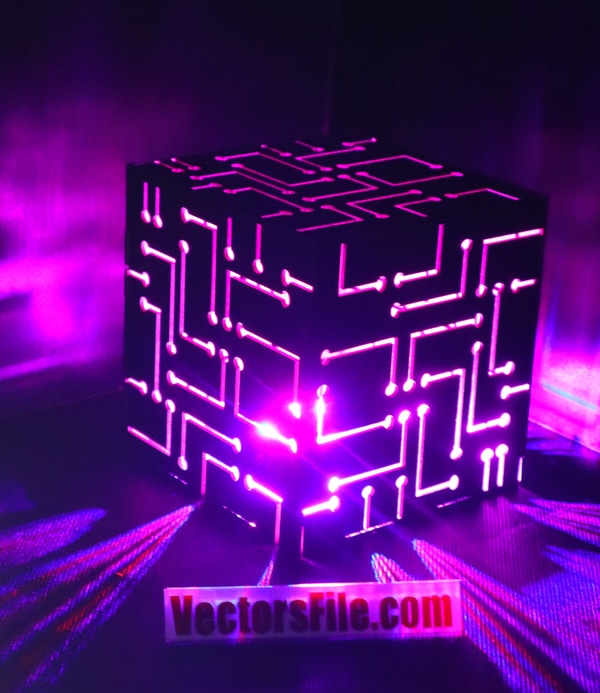 Laser Cut Alien Cube Lamp 3D Wooden Puzzle Desk Lamp LED Night Light Lamp CDR DXF File