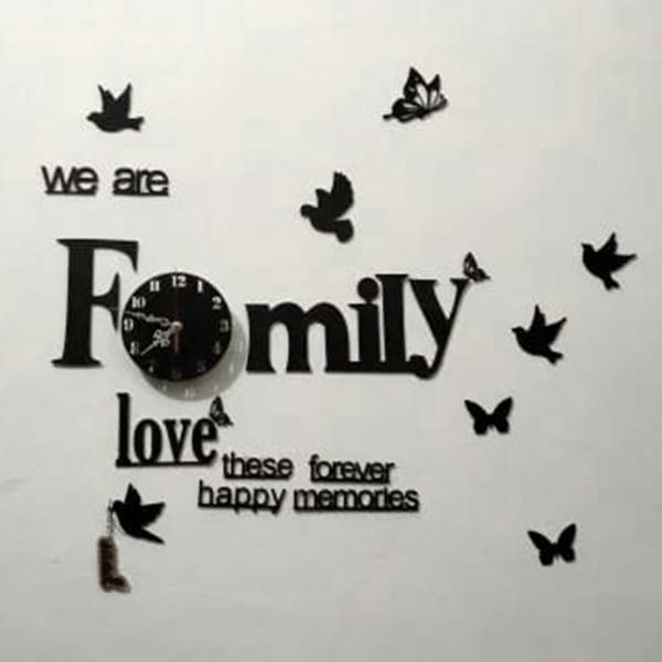 Laser Cut Wooden 3D Puzzle Family Wall Clock Room Wall Art Design SVG File