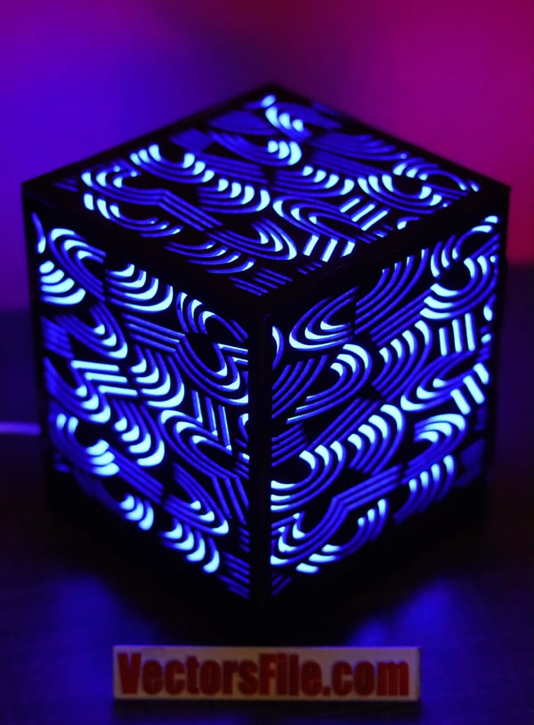 Laser Cut Wooden Square LED Night Light Lamp Model Table LED Lamp DXF and CDR File