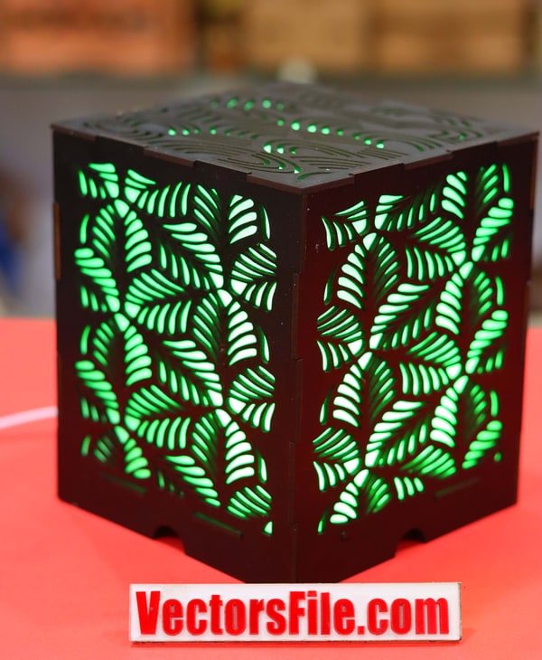 Laser Cut Wooden Square LED Night Light Lamp Light Box Lamp DXF and CDR File
