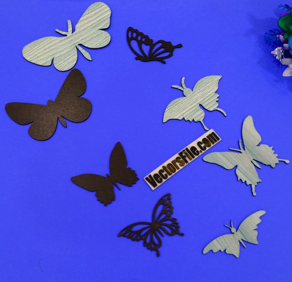 Laser Cut Butterfly Set Template for Decor Art DXF and CDR File