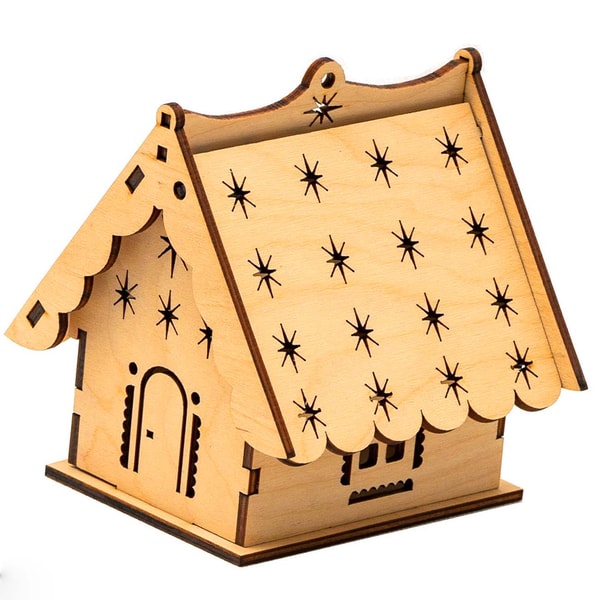 Laser Cut Wooden Gift Box House Chocolate Box Light House Lamp DXF and CDR File