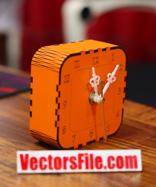 Laser Cut Living Hinges Desk Clock Wooden Clock 3mm PDF and SVG Vector File