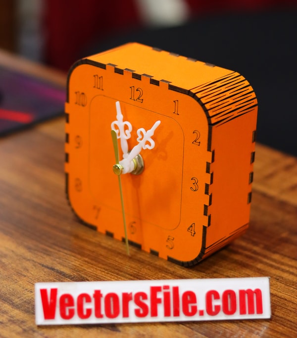 Laser Cut Living Hinges Desk Clock Wooden Clock 3mm PDF and SVG Vector File