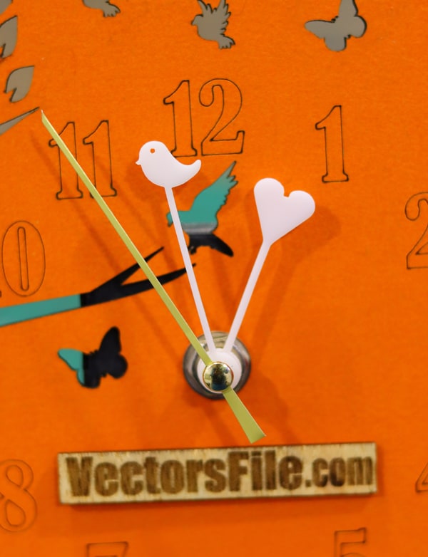 Laser Cut Heart with Bird Acrylic Clock Needle Clock Hands DXF and CDR File