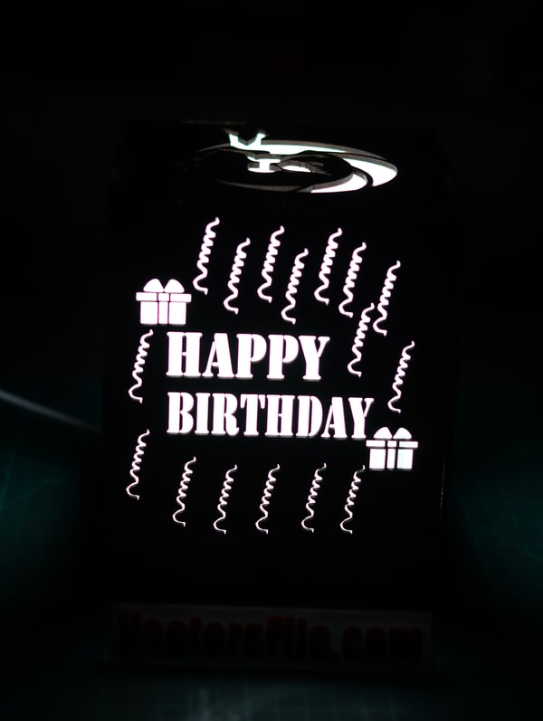 Laser Cut Wooden Happy Birthday LED Night Light Lamp Model 3mm DXF and ...