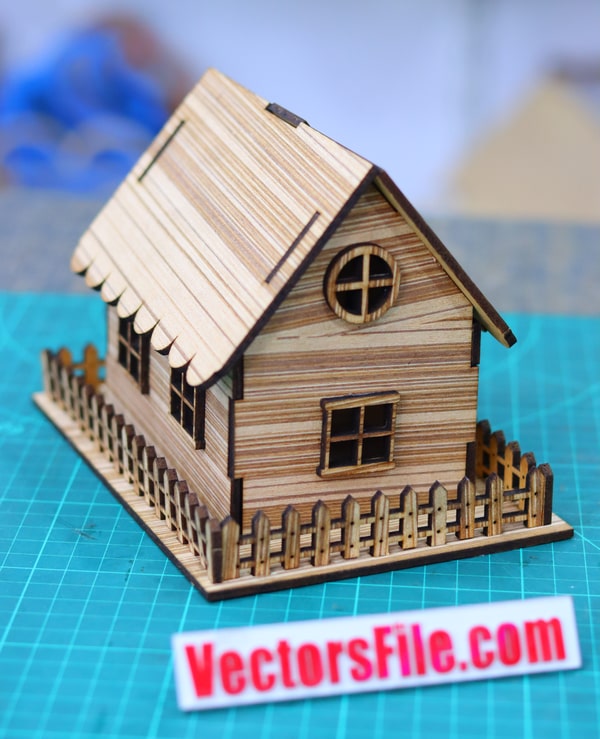 Laser Cut Wooden Mini House Model Doll House Toy House DXF and CDR File
