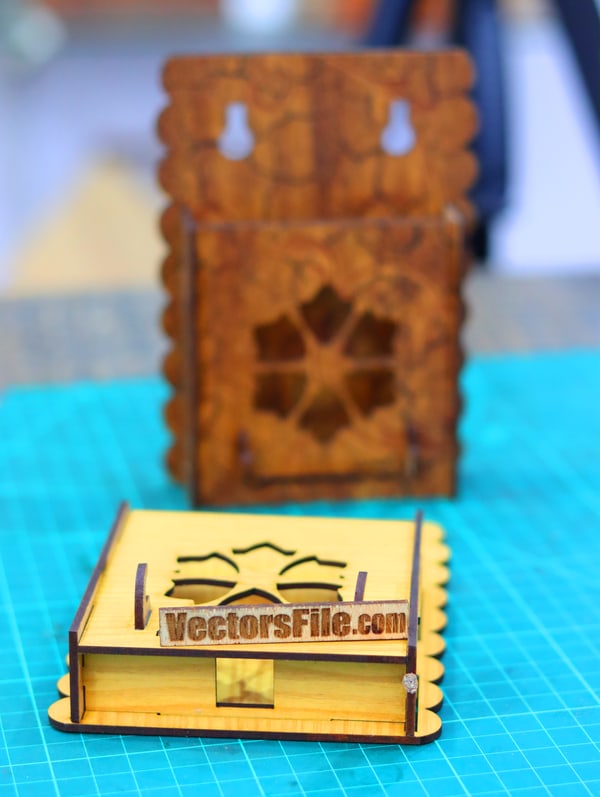 Laser Cut Wooden Wall Mounted Mobile Holder with Key Hook 3mm DXF and CDR File