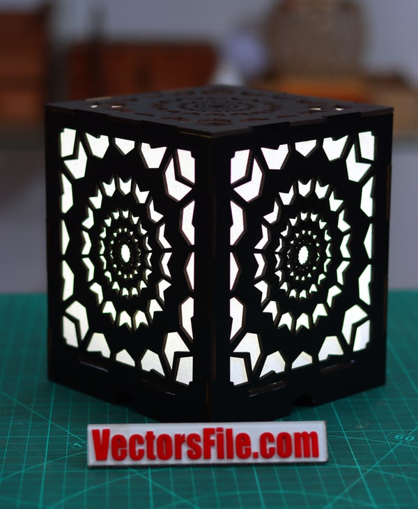 Laser Cut Illusion Design LED Night Light Lamp Table Lamp Square Lamp DXF and CDR File