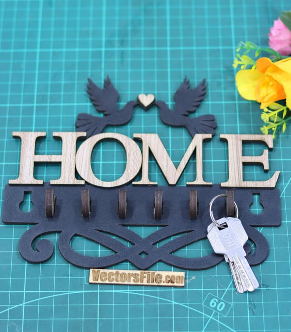 Laser Cut Wooden Wall Mounted Key Holder Key Hook Home Key Hanger Vector File