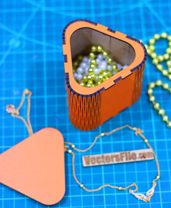 Laser Cut Triangle Jewelry Gift Box Wedding Box Wooden Box SVG File