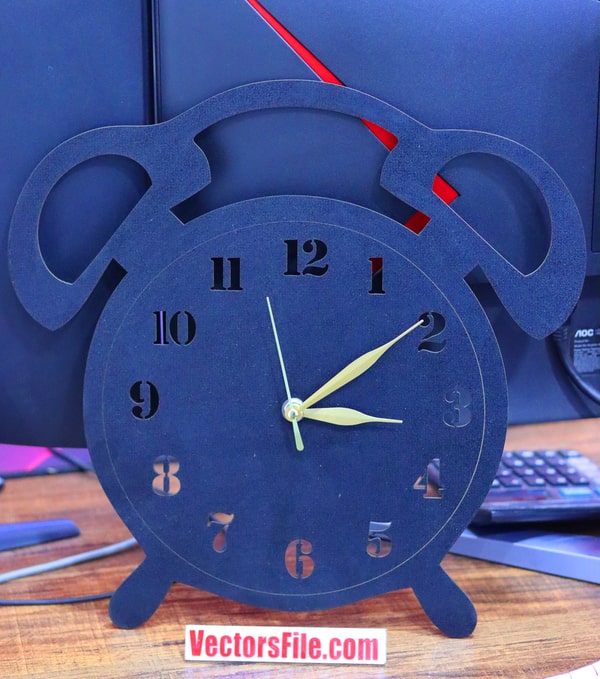 Laser Cut Twin Bell Alarm Clock Wall Clock Idea for Room Decoration DXF and CDR File