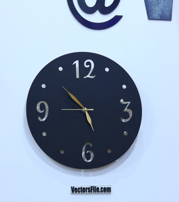 Laser Cut Wooden Simple Round Wall Clock Design DXF and CDR File
