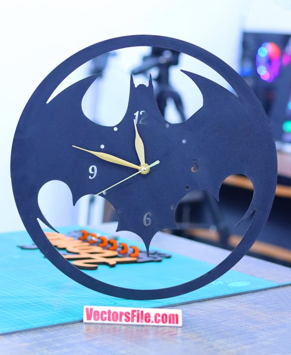 Laser Cut Wooden Batman Wall Clock Round Wall Clock DXF and CDR File