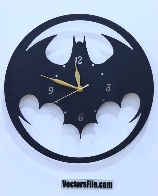 Laser Cut Wooden Batman Wall Clock Round Wall Clock DXF and CDR File