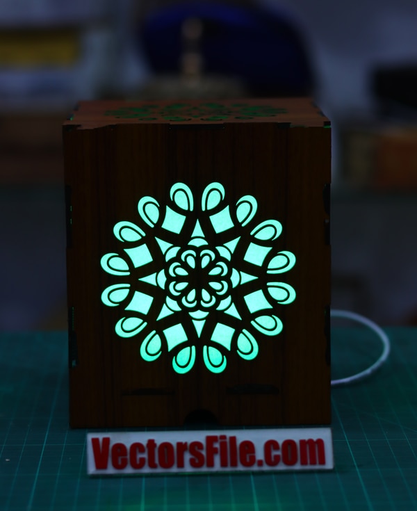 Laser Cut Wooden Square Box Lamp Table Lamp Desk Lamp DXF and CDR File