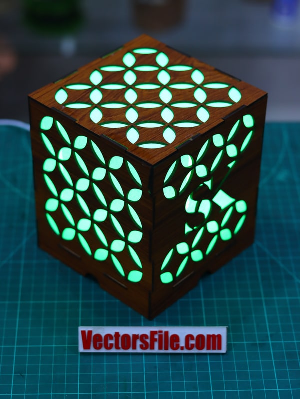 Laser Cut Wooden Square LED Night Light Lamp Model DXF and CDR File
