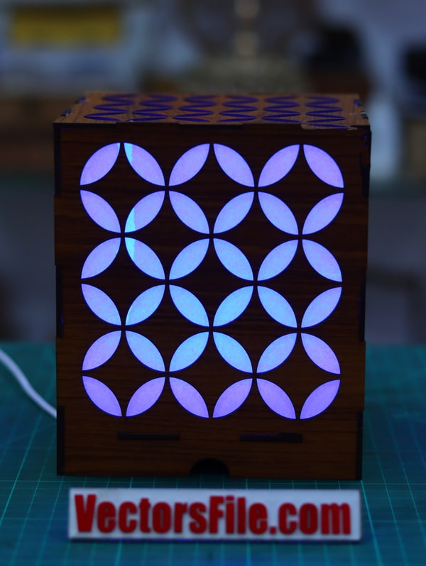 Laser Cut Wooden Square LED Night Light Lamp Model DXF and CDR File