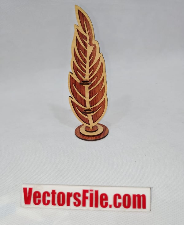 Laser Cut Bird Feather Pen Holder Stand Office Desk Organizer 3mm Vector File