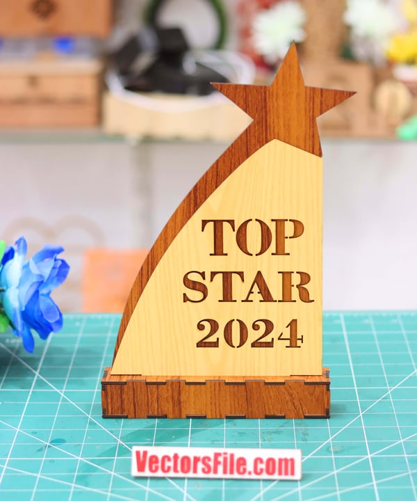 Laser Cut Wooden Trophy Awards Model Ideas 3mm DXF and CDR File