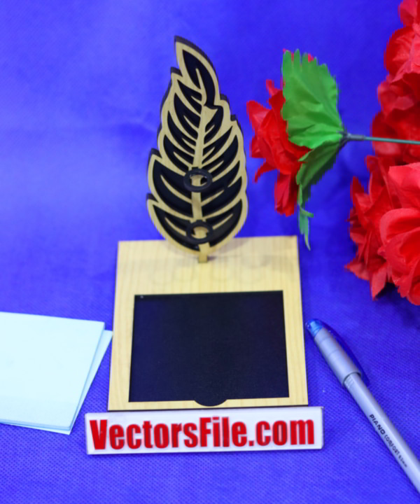 Laser Cut Wooden Pen Pencil Holder with Notepad Office Desk Organizer 3mm Vector File