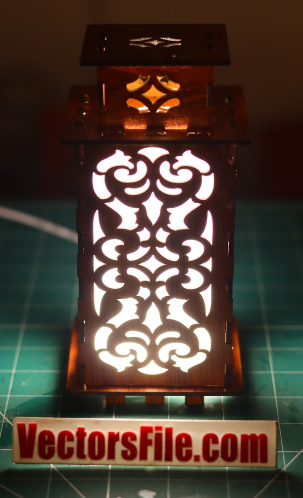 Laser Cut Wooden Lantern Night Light Lamp Design 3mm DXF and CDR File