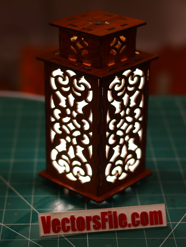 Laser Cut Wooden Lantern Night Light Lamp Design 3mm DXF and CDR File